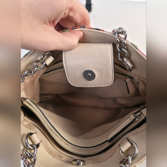 🌸 Dana Buchman Floral Pink & Cream Chain Tote 🌷 Dainty Feminine Aesthetic 🌸 - Picture 10 of 16